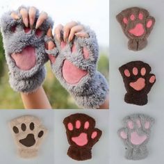 Paw Gloves, Cat Claws, Cat Plush, Cat Paws, Diy Crafts Videos, Kawaii Clothes, Kawaii Fashion, Mitten Gloves, Diy Crafts For Kids