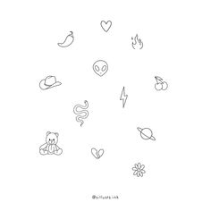 an outline drawing of different things on a white background with the word love written below it