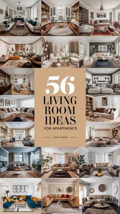 a collage of living room and dining rooms with the words 50 living room ideas for apartments