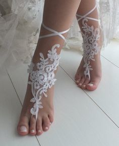 White barefoot sandals Lace barefoot sandals Bridal shoes | Etsy Bohemian White Barefoot Sandals For Beach Wedding, Handmade White Barefoot Sandals For Beach Wedding, Handmade White Anklets For Beach Wedding, Elegant White Barefoot Sandals For Party, Elegant White Adjustable Barefoot Sandals, Elegant Handmade Barefoot Sandals For Wedding, Elegant White Barefoot Sandals As Gift, Handmade Ankle Wrap Barefoot Sandals For Wedding, Elegant Handmade Wedding Barefoot Sandals