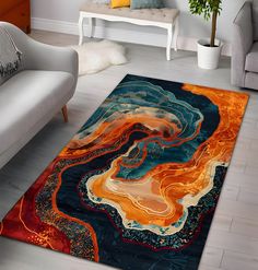 a living room area rug with an abstract design