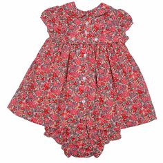 This red floral hand-smocked baby dress is traditional and charming. Features a classic Peter Pan collar and endearing matching bloomers. Complete with button down back for easy changing. Dress and lining made from 100% cotton. 100% Cotton Easter Smocked Dress, Hand Smocked Dress, Sailor Dress, Hand Smock, Question Everything, Coming Home Outfit, Smocked Dress, Easter Dress, Pan Collar