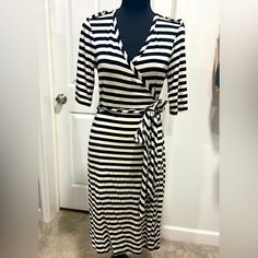 Gold Button Embellishments Elegant Striped Midi Dress For Day Out, Striped Fitted Dress With Buttons, Fitted Striped Dresses With Buttons, Elegant Striped Dress For Date Night, Elegant Black And White Dress For Day Out, Sleeveless Chambray, Sleeveless Chiffon Dress, Lace Shift Dress, Striped Shirt Dress