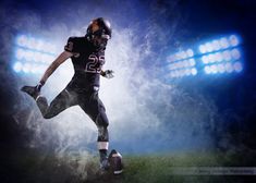 Football Themed Photoshoot, Football Photography Ideas, Football Poses For Pictures Youth, Youth Football Picture Ideas, Football Action Shots Photography, Football Photoshoot Ideas, Football Kicker Senior Pictures, Football Poster Ideas, Football Kicker