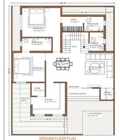 the ground plan for a house with two floors