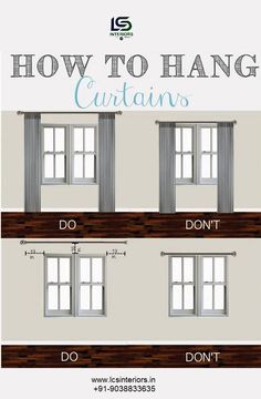 how to hang curtains in the living room with pictures on it and instructions for them