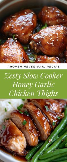 Image for Zesty Slow Cooker Honey Garlic Chicken Thighs Slow Cooker Honey Garlic Chicken, Easy Dinner Dishes, Garlic Chicken Thighs, Best Slow Cooker Recipes, Chicken Thigh Recipe, Honey Garlic Chicken Thighs, Garlic Chicken Recipes, Healthy Slow Cooker, Best Slow Cooker