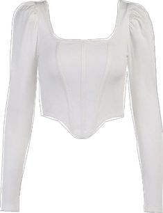 Casual Long Sleeve Crop Top For Club, High Stretch Cropped Party Tops, High Stretch Cropped Tops For Party, Solid Fitted Crop Top, Fitted Solid Color Crop Top, Long Sleeve Stretch Tops For Club, Stretch Long Sleeve Tops For Club, Long Sleeve Crop Top For Club, High Stretch White Crop Top For Fall