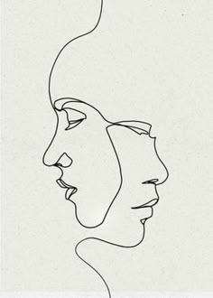 a line drawing of two faces facing each other