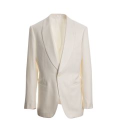 Ivory Solid Bamboo Sport Coat Cream Single-breasted Blazer With Suit Collar, Cream Single Breasted Blazer With Suit Collar, Cream Single Breasted Blazer With Notch Lapel, Elegant Beige Single Breasted Sport Coat, Cream Lapel Collar Outerwear For Business, White Silk Blazer For Work, White Silk Blazer For Workwear, Classic Cream Single-breasted Blazer, Cream Single-breasted Sport Coat With Suit Collar