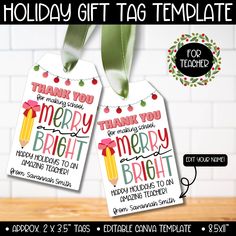 holiday gift tag template for teachers