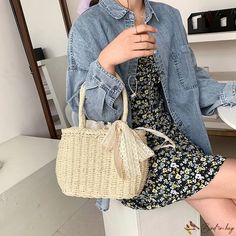 Bird in Bag - New handheld straw bag cute department woven bag popular solid color beach bag vacation women's bag handbag small bag Street Trends, Woman Bags Handbags, Bag Cute, Woven Bag, Bird In Bag, Small Handbags, Food Store, Small Bag, Beach Bag