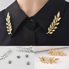 Celebrity Shirts, Collar Clips, Creative Shirts, Collar Pins, Brooch Jewelry, Christmas Gift Jewelry, 가을 패션, Leaf Shapes, Leaf Design