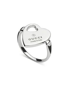 Gucci Sterling Silver Trademark Heart Ring Gucci Ring Women, Gucci White Gold Jewelry For Anniversary, Gucci Jewelry With Polished Finish For Anniversary, Designer Engraved Ring For Gift, Designer Engraved Rings For Gifts, Designer Engraved Ring As A Gift, Designer Engraved Ring For Gifting, Gucci Jewelry For Anniversary With Polished Finish, Modern Gucci Rings For Anniversary