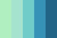 blue and green color swatches with the same hues in each section, including two different shades