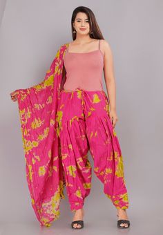 Patiala Salwar with Matching Chunni Set indian Pajama with scarf, Semi stitched salwar with Dupatta, Yoga Trouser Harem Pants tie dye pants Dye Pants, Linen Trousers, Size Pattern, Cotton Style