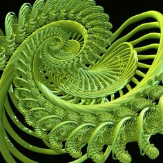 an intricate green design on a black background is featured in this image, it appears to be made out of leaves