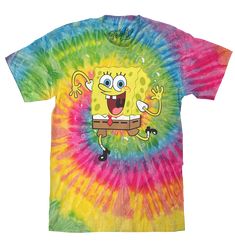 Your New Favorite Tee Your favorite underwater fry cook is back, and he's ready to bust a move! We've paid tribute to the iconic cartoon series with a colorful cartoon t-shirt featuring a very happy SpongeBob SquarePants dancing. To complete the retro look and feel on this SpongeBob shirt - we've printed it on a soft, Saturn Tie Dye tee. 100% Cotton Machine Wash Tumble Dry Regular Fit Printed in USA Spongebob Squarepants Cartoons, Spongebob Shirt, Spongebob Cartoon, Sea Sponge, Bust A Move, Cartoon Shirts, Cartoon T Shirt, Famous Cartoons, Casual Night Out