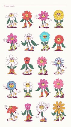 an image of cartoon characters with flowers on them