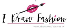 the logo for i draw fashion, featuring a pink lipstick with a brush in it