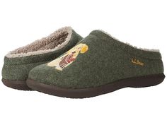 L.L.Bean Daybreak Scuffs Motif - Women's Slippers : Green Puppies : Calling all lovers of dogs and cozy clogs! The L.L.Bean Daybreak Scuffs Motif are just for you. Clog-style upper is crafted from wool. Fleece sock liner provides warmth and comfort. Anti-slip rubber soles make these shoes perfect for lounging around the house or running a errands around town. Slip-on style. Imported. Measurements: Weight: 6 oz Product measurements were taken using size 6, width B - Medium. Please note that measu Ll Bean Daybreak Scuffs, Cozy Winter Clogs With Rubber Sole, Cozy Winter Indoor Clogs, Cozy Indoor Winter Clogs, Ll Bean Slippers, Ll Bean Shoes, Dog Slippers, Wool Clogs, Clog Style