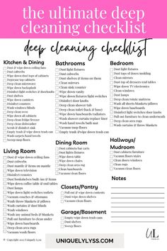 deep cleaning checklist House Cleaner Checklist, Deep Cleaning List, Cleaning House Hacks, House Deep Cleaning, Realistic Cleaning Schedule, Deep Cleaning Lists, Deep Cleaning Schedule, Cleaning Hacks Bedroom, Cleaning Chart