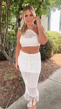 Go back to basics with the Jordan Crochet Set - a simple yet stylish set for the perfect vacation! Sold as A Set Model is wearing a Medium Crochet Set, Back To Basics, Feminine Style, Pretty Outfits, A Woman, Jordan, Boutique, Crochet, How To Wear