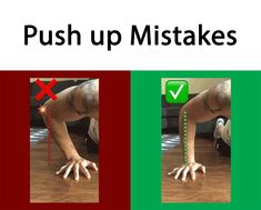 a person doing push - up on their hands and legs with the caption push up mistakes