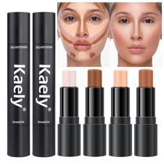 PRICES MAY VARY. 💝【2 in 1 Cream Contour Stick Makeup】 -Countour highlight stick has a silky, lightweight, buttery smooth formula that blends seamlessly onto your skin! Cream Bronzer Stick - Incredibly creamy and soft texture combines the features of a powder and butter bronzer; that smooth skin texture brightens skin tone and delivers a gorgeous bronze finish.The makeup contour and makeup highlighter create the illusion of a sculpted, defined face in no time. 💝【Brightens & Shades】4 Colors Stic Eyeshadow Photoshoot, Cream Bronzer Stick, Defined Face, Wedding Lashes, Cream Contour Stick, Cream Contour Palette, Highlight Stick, Bronzer Stick, Liquid Contour