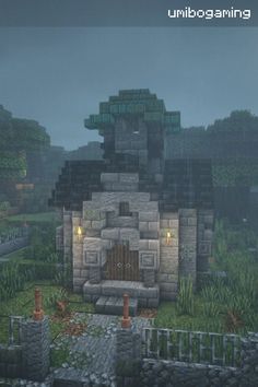 an image of a stone house in minecraft