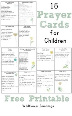 the free printable prayer cards for children to use with their bibles and other activities