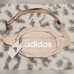 New Adidas Fanny Pack Logo In Front With Two Zipper Pouches Key Clip In Front Pocket Adjustable Webbing Strap And Buckle To Fit Your Comfortably 100% Recycle Polyester Hanging Strap On Back Color: Magic Beige/Off White Crossbody Fanny Pack Adidas, Light Pink Backpack, Classic Black Handbag, Carry On Tote, Soccer Bag, Classic Crossbody Bag, Adidas Backpack, Adidas Bags, Adidas Classic