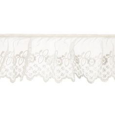 a white lace trim with flowers on it