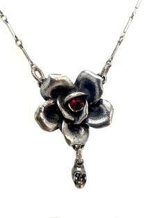 Rose with skull drop pendant Raven Necklace, Antler Necklace, Social Injustice, Rose Necklace, Skull Necklace, Shell Necklaces