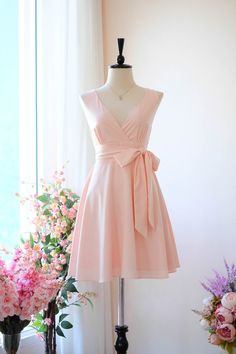 Pink blush dress Pink bridesmaid dress party dress Tea dress Vintage dress Anniversary dress pink pa Blush Sleeveless Dress For Garden Party, Sleeveless Blush Dress For Garden Party, Summer Bridesmaid Dress With Sweetheart Neckline, Pink V-neck Mini Dress For Bridesmaid, Blush Summer Wedding Dress, Summer A-line Bridesmaid Dress, Summer Wedding Peach Dress, Knee-length Summer Bridesmaid Dress, Peach Summer Wedding Dress