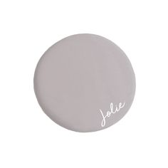 a white round object with the word jolie written on it's front side