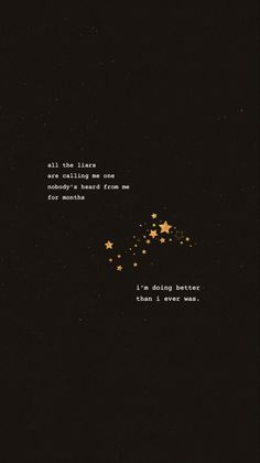 the stars are falling from the sky and there is a poem written in gold on it