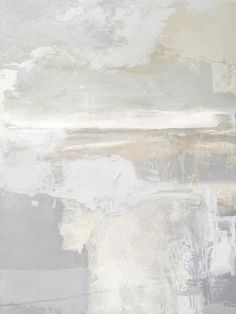 an abstract painting with white and grey colors