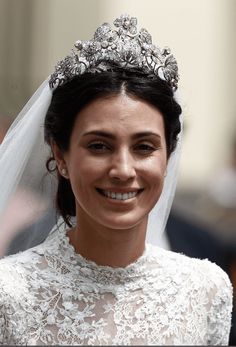 Hanoverian Floral Tiara | EDEN LUXE Bridal Tiara Pictures, Poltimore Tiara, Caroline Von Monaco, Floral Tiara, Hanoverian, Princess Victoria Of Sweden, Princess Caroline Of Monaco, Beautiful Tiaras, Royal Wedding Dress