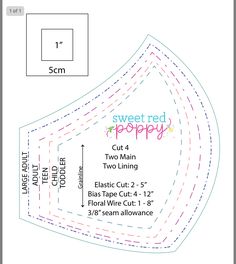 the sewing pattern for sweet red poppy is shown in two sizes, and has one side cut