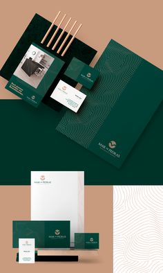 the stationery is designed to look like it has been folded in green and white