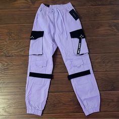 Never Worn, New With Tags, Size Small Fashion Nova Lavender Joggers Purple Cotton Cargo Pants, Purple High Waist Pants For Streetwear, High Waist Purple Pants For Streetwear, Purple Streetwear Pants With Pockets, Streetwear Purple Pants With Pockets, Casual Lavender Pants With Pockets, Casual Purple Bottoms With Cargo Pockets, Trendy Purple Cargo Pants With Pockets, Purple High Waist Cargo Pants