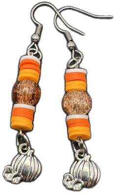 Orange Dangle Earrings For Halloween, Halloween Orange Nickel-free Earrings, Nickel Free Orange Halloween Earrings, Orange Nickel-free Earrings For Halloween, Nickel-free Orange Earrings For Halloween, Halloween Dangle Earrings, Gothic Earrings, Halloween Accessories, Pumpkin Halloween