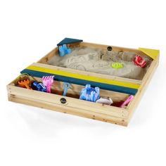 an empty sandbox with toys in it on a white background