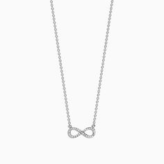 Effy Novelty 14K White Gold Diamond Infinity Necklace, 0.09 TCW Classic Sterling Silver Infinity Necklace, White Gold Infinity Necklace For Formal Occasions, Formal White Gold Infinity Necklace, Classic White Gold Infinity Jewelry, Classic White Gold Infinity Necklace, Diamond Infinity Necklace, Infinity Necklace, Effy Jewelry, Lovely Jewellery