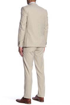 Freshen up your formalwear with this crisp two-piece suit featuring a patterned lining on the jacket and a horizontal strap across the pant's placket. Lined 68% polyester, 30% viscose, 2% spandex Dry clean Imported Formal Wear, Nordstrom Rack, Khaki Pants, Two Piece, Dry Clean, Nordstrom, Spandex, London, Pants