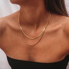 16 Inch Necklace, Herringbone Necklace, Golden Necklace, Gold Jewelry Simple, Snake Necklace, Chain Fashion, Estilo Hip Hop, Waterproof Jewelry, Gold Necklace Layered