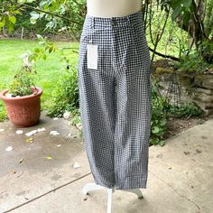 These Are Cute And New With Tags. Love The Blue And White Gingham Pattern. Pair With A Crop Top And Converse. Cute! Size Small Waist 14 Hip 17.5 Rise 12 Thigh 10 Inseam 25 Length 37 Cuff 7 Spring Gingham Wide Leg Bottoms, Plaid Straight Leg Bottoms For Spring, Gingham Wide Leg Cotton Bottoms, Gingham Cotton Wide Leg Bottoms, Summer Gingham Straight Leg Bottoms, High Waist Plaid Cotton Bottoms, Casual High Waist Gingham Pants, Gingham Straight Leg Bottoms For Spring, Spring Gingham Straight Leg Bottoms