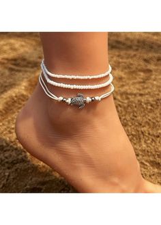 Color:White;Package Contents:3 X Anklets;Occasion:Sport; Adjustable White Anklets For Spring, Adjustable White Anklets For Beach Season, White Anklets For Beach In Summer, White Anklets For Beach And Summer, White Summer Beach Anklets, White Beaded Anklets For Summer, Casual Anklets For Summer Parties, Casual Summer Party Anklets, White Anklets For Beach Season Vacation