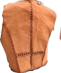 Fitted Leather Jacket For Festival, Winter Festival Fitted Leather Jacket, Fitted Leather Jacket For Winter Festival, Fitted Leather Festival Vest, Fitted Sleeveless Leather Jacket, Fitted Sleeveless Outerwear For Festival, Leather Sleeveless Vest For Festivals, Brown Leather Outerwear For Festivals, Brown Leather Festival Outerwear